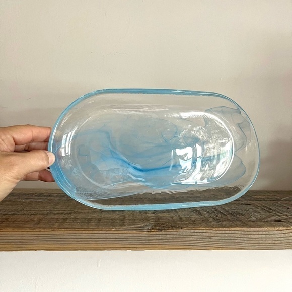 Other - Blue swirl art glass tray platter
